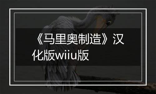 《马里奥制造》汉化版wiiu版