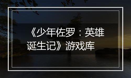 《少年佐罗：英雄诞生记》游戏库