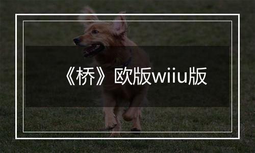 《桥》欧版wiiu版