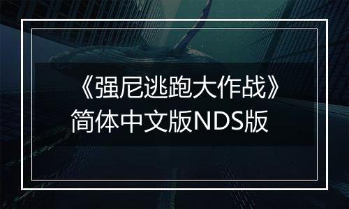 《强尼逃跑大作战》简体中文版NDS版