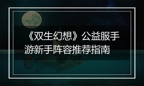《双生幻想》公益服手游新手阵容推荐指南