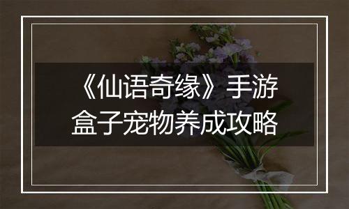 《仙语奇缘》手游盒子宠物养成攻略