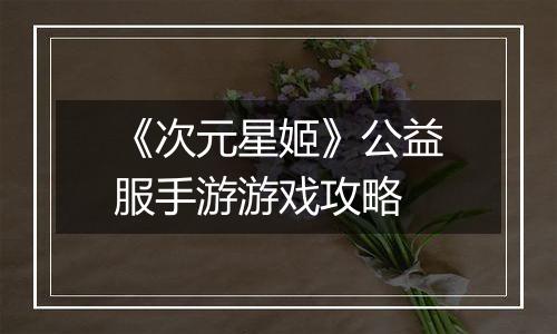《次元星姬》公益服手游游戏攻略