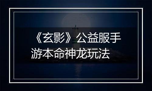 《玄影》公益服手游本命神龙玩法