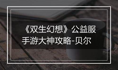 《双生幻想》公益服手游大神攻略-贝尔