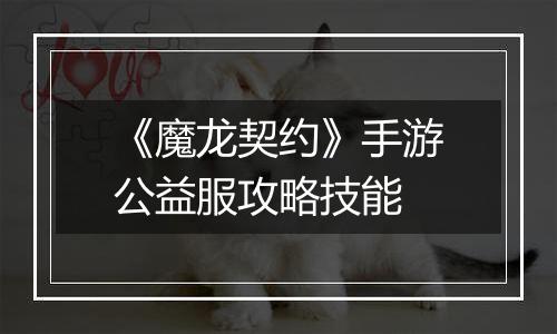 《魔龙契约》手游公益服攻略技能