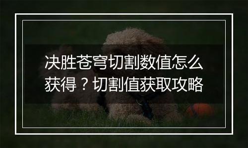 决胜苍穹切割数值怎么获得？切割值获取攻略