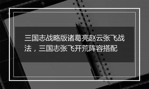 三国志战略版诸葛亮赵云张飞战法，三国志张飞开荒阵容搭配