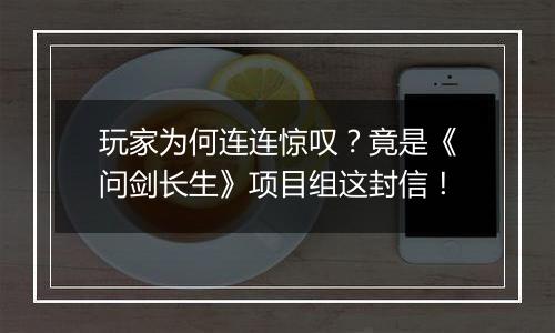 玩家为何连连惊叹？竟是《问剑长生》项目组这封信！