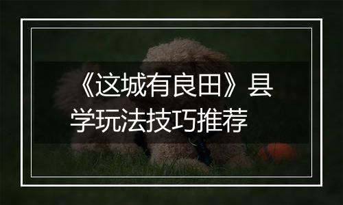 《这城有良田》县学玩法技巧推荐