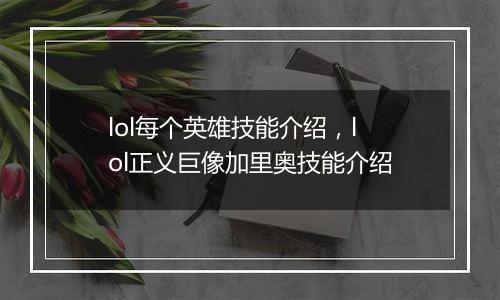 lol每个英雄技能介绍，lol正义巨像加里奥技能介绍