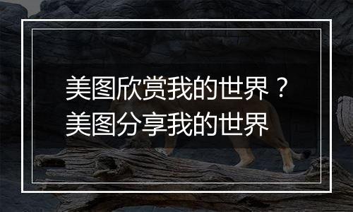 美图欣赏我的世界？美图分享我的世界