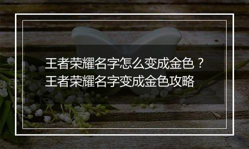 王者荣耀名字怎么变成金色？王者荣耀名字变成金色攻略