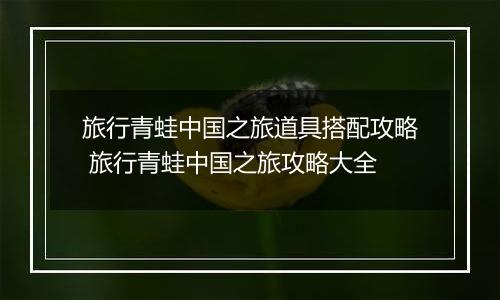 旅行青蛙中国之旅道具搭配攻略 旅行青蛙中国之旅攻略大全