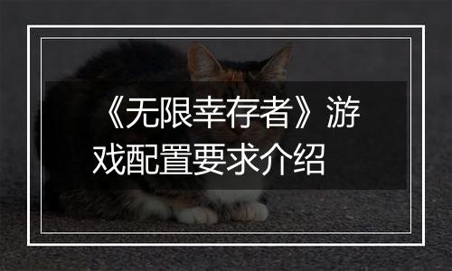 《无限幸存者》游戏配置要求介绍