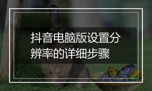 抖音电脑版设置分辨率的详细步骤