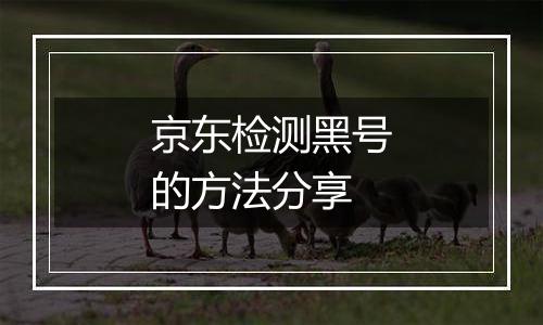 京东检测黑号的方法分享