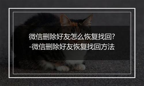 微信删除好友怎么恢复找回?-微信删除好友恢复找回方法