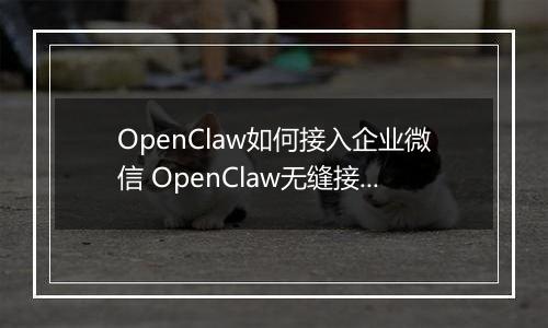 OpenClaw如何接入企业微信 OpenClaw无缝接入企业微信指南