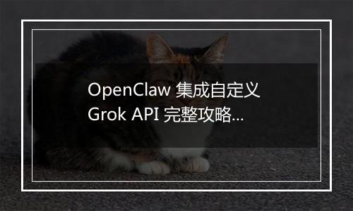 OpenClaw 集成自定义 Grok API 完整攻略(最新整理)