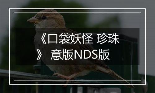 《口袋妖怪 珍珠》 意版NDS版